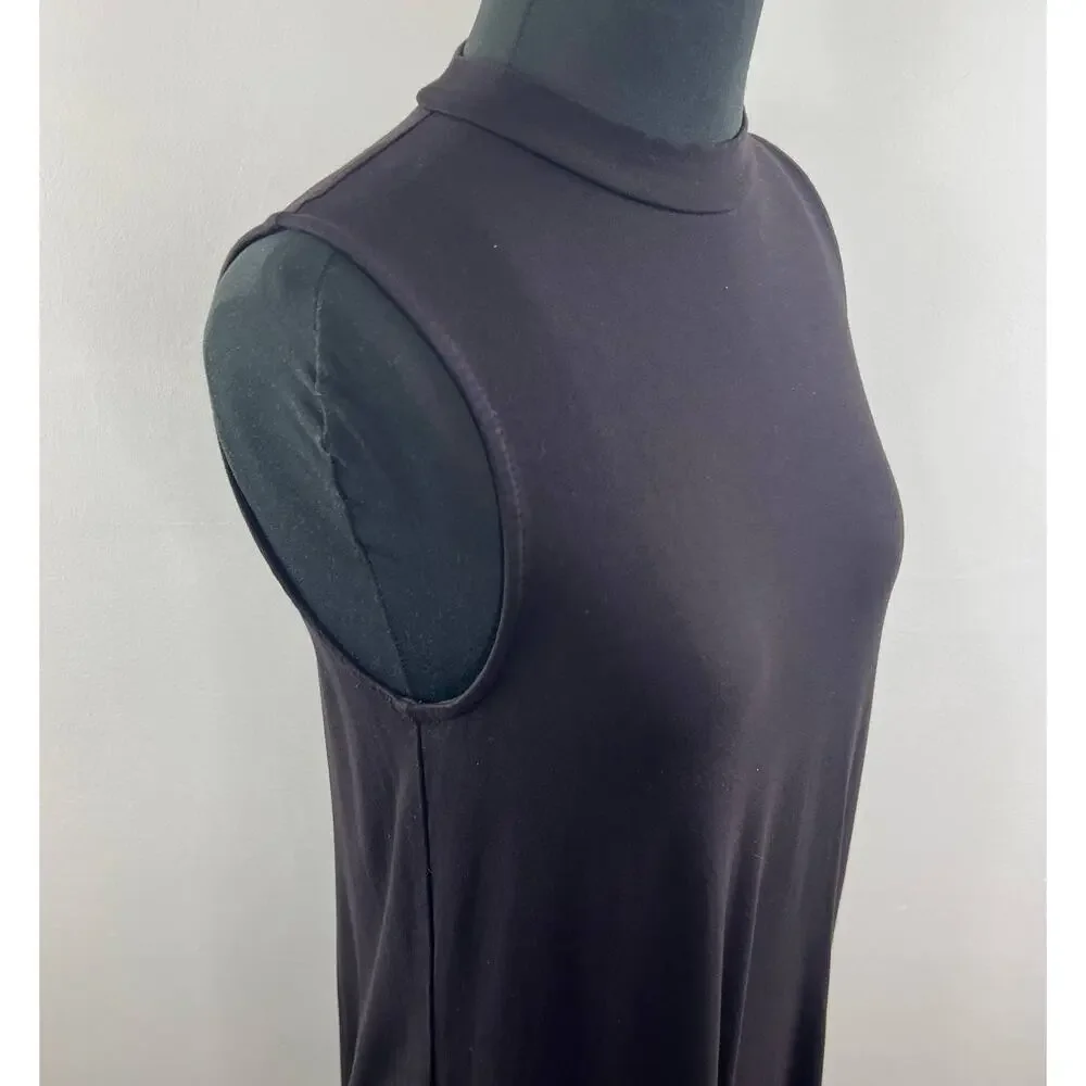 J. Crew Dark Purple Sleeveless High Neck Sleeveless Shift Dress Mini Length Sz S